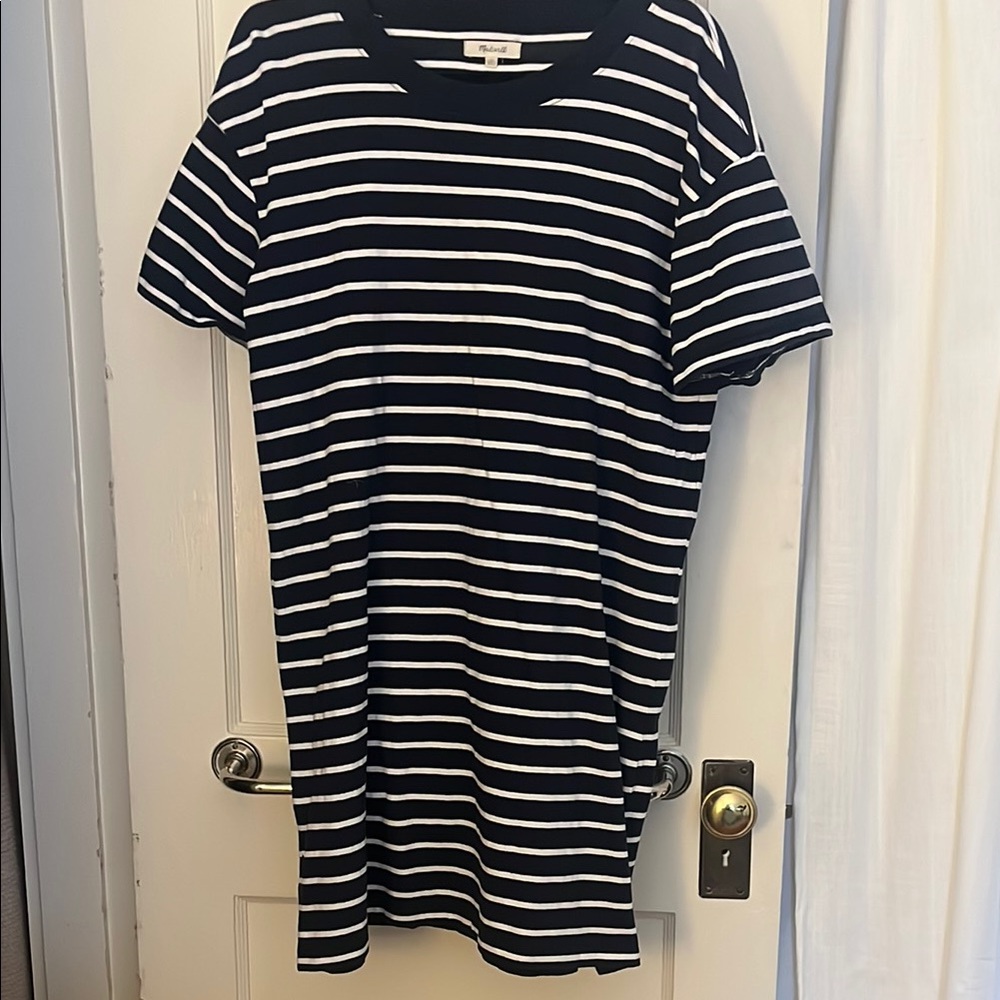 Navy and White Striped T-Shirt Dress
